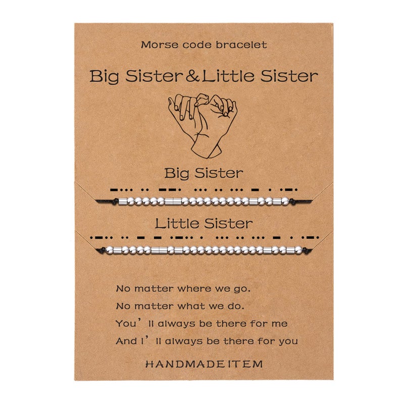 SANNYRA Morse Code Bracelet  Big Sister Littel Sister Morse Code Matching Jewelry  Couple Matching Handmade Gifts - Image 1